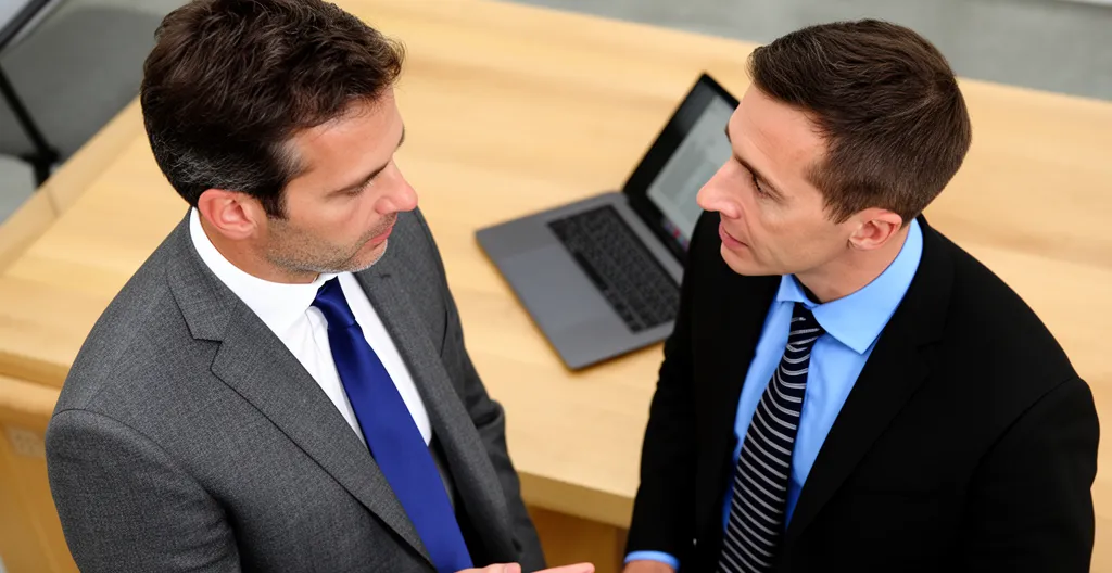 Entrepreneur français discutant financement professionnel avec un conseiller dans un bureau moderne