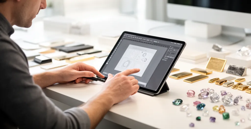 Interface de conception 3D pour création de bague personnalisée